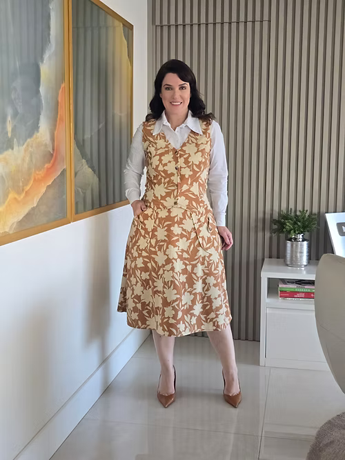 Conjunto Luísa Veludo Cotele Caramelo